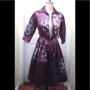 SAMANTHA SUNG Purple Floral Midi Dress